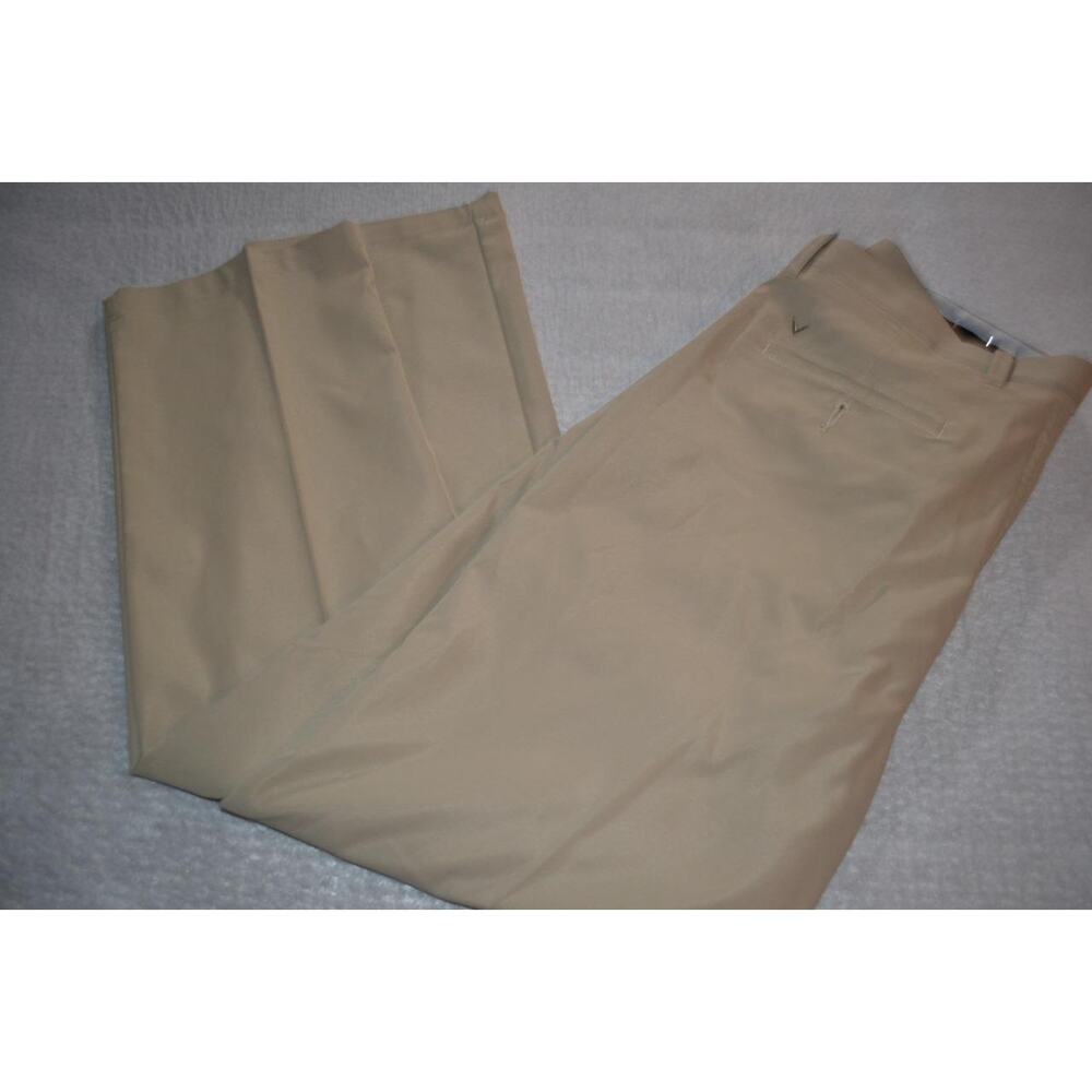 Callaway Golf Pants Flat Front Tan Polyester Mens Size 38 X 31